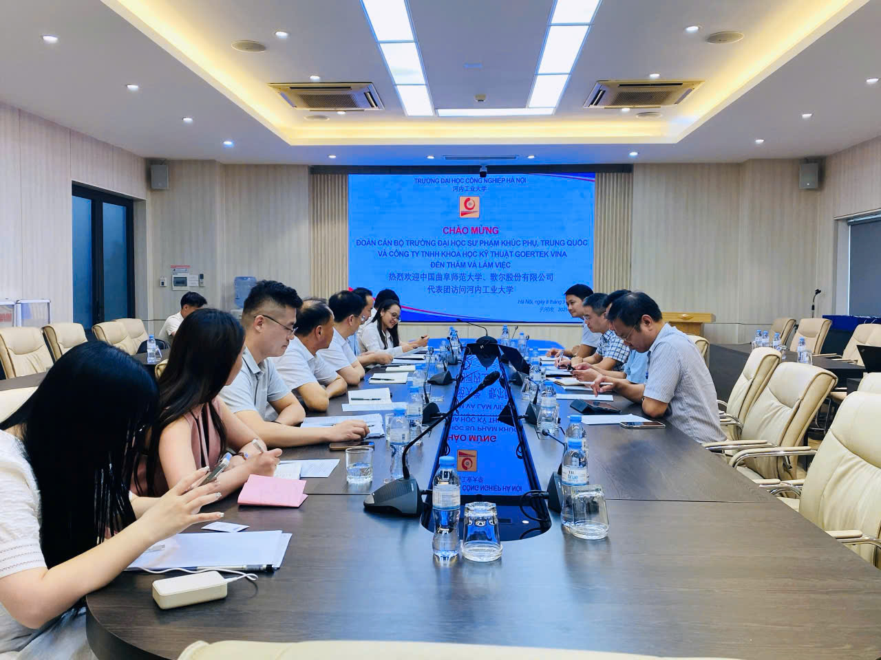 Trường Đại học Công nghiệp Hà Nội đón tiếp Công ty Goertek và Trường Đại học Sư phạm Khúc Phụ