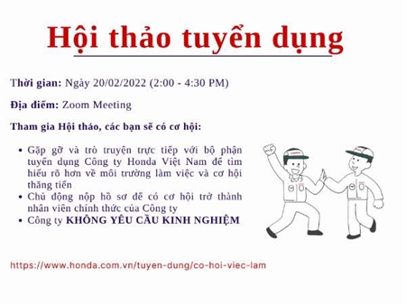 Hội thảo việc làm của Công ty Honda Việt Nam dành cho SV Đại học K13 và SV đã tốt nghiệp