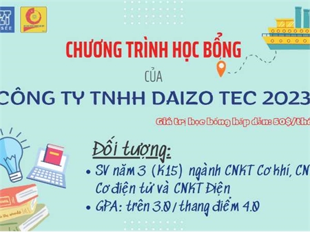 Chương trình học bổng của Công ty TNHH Daizo Tec