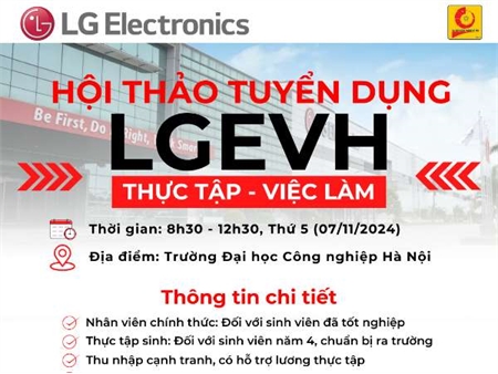 Thông báo chương trình Hội thảo việc làm và tuyển dụng trực tiếp của Công ty TNHH LG Electronics Việt Nam Hải Phòng