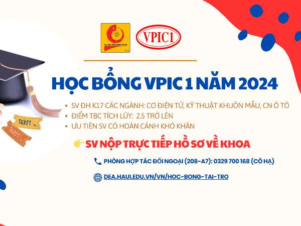 Thông báo chương trình Học bổng tài trợ của Công ty TNHH Công nghiệp chính xác Việt Nam 1